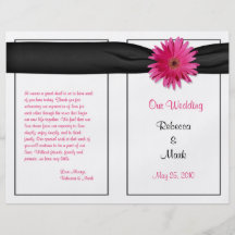 Pink Gerbera Daisy Wedding Program Flyer