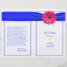 Pink Gerbera Daisy Wedding Program Full Colour Flyer
