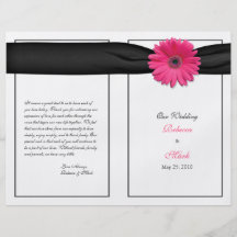 Pink Gerbera Daisy Wedding Program Flyers