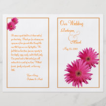 Pink Gerbera Daisy Wedding Program Flyers