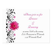 Pink Gerbera Daisy Wedding Reception Card Business Card