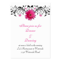Pink Gerbera Daisy Wedding Reception Card Business Card Templates