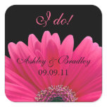 Pink Gerbera Daisy Wedding Sticker Envelope Seal