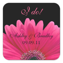 Pink Gerbera Daisy Wedding Sticker Envelope Seal