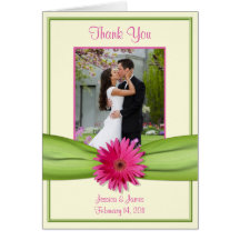 Pink Gerbera Daisy Wedding Thank You Card