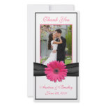 Pink Gerbera Daisy Wedding Thank You Photocard Photo Greeting Card