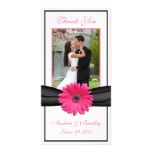 Pink Gerbera Daisy Wedding Thank You Photocard Photo Greeting Card