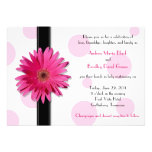 Pink Gerbera Polka Dot Wedding Invitation