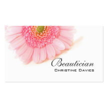 Pink gerbera, white business card