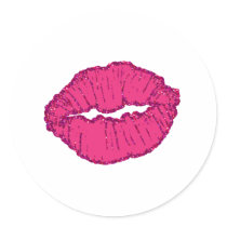 pink giltter lips stickers