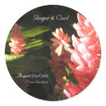 Pink Ginger Tropical Flowers Envelope Seals Sticker