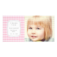 Pink Gingham - Any Occasion Thank you Photo Cards