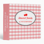 Pink gingham country red cherry family recipe vinyl binder