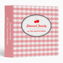 Pink gingham country red cherry family recipe binders