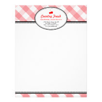 Pink gingham country rustic red cherry personal letterhead