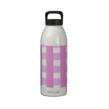 Pink Gingham Fabrick look products Reusable Water Bottles