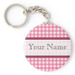 Pink Gingham Keychain