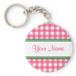 Pink Gingham Keychain