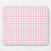 Pink gingham plaid check pattern mouse pads