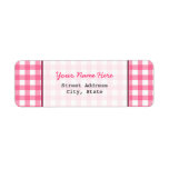Pink Gingham Return Address Label