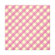Pink Gingham Vintage Pattern Stretched Canvas Print