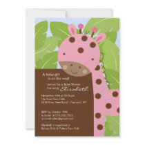 Pink Giraffe Baby Shower Invitation