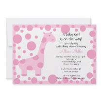 Pink Giraffe Baby Shower Invitation