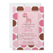 Pink Giraffe Baby Shower Invitation