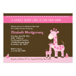 Pink Giraffe Mommy and Baby Girl Shower Invitation invitations
