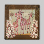 Pink Giraffes Cherry Blossom Twilight   Magnet magnets