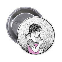 Pink Girl Brush Your Teeth Button