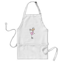 Pink Girl Stick Figure Ice Skater Apron