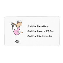 Pink Girl Stick Figure Ice Skater Custom Shipping Label