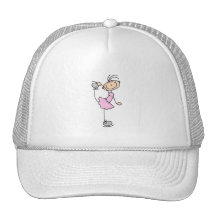 Pink Girl Stick Figure Ice Skater Mesh Hat