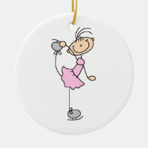 Pink Girl Stick Figure Ice Skater Christmas Ornament