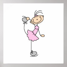 Pink Girl Stick Figure Ice Skater Print
