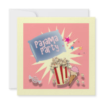 Pink Girls Sleepover Pajama Party Invitation