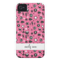 Pink Girly Punk Rock Pattern Iphone 4 Case-mate Cases