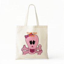Pink Girly Skull with Bow Halloween or Pirate Bags