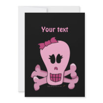 Pink Girly Skull with Bow Halloween or Pirate