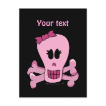 Pink Girly Skull with Bow Halloween or Pirate
