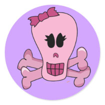 Pink Girly Skull with Bow Halloween or Pirate