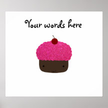 Pink glitter cupcake print