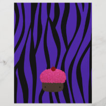 Pink glitter cupcake purple zebra stripes flyer design