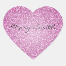 Pink Glitter Custom Name Stickers