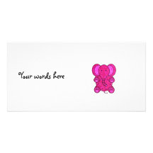 Pink glitter elephant photo card