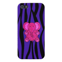 Pink glitter elephant purple zebra stripes cover for iPhone 5