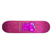 Pink glitter purple elephant skateboard