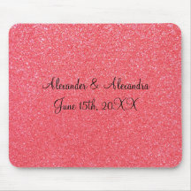 Pink glitter wedding favours mouse pad