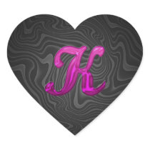 Pink Glittery Initial - K Heart Sticker